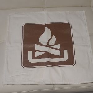 White and Brown Logo Pillow Cover